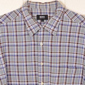 BOSS Black L (17x36) Plaid Dress shirt